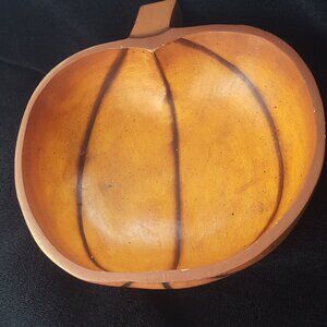 Halloween TWO, 2, PUMKINS SERVING OR DECORATION m The material it is like wood.